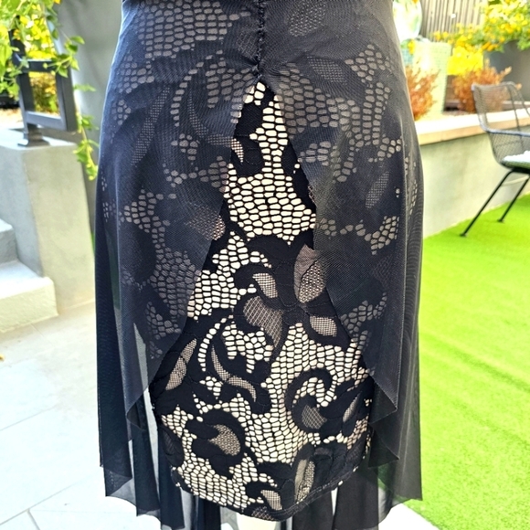 Shop WTD ✦ Strapless Lace Mini Dress ✦ Nude Lining w/ Chiffon Overlay & High-Low - Picture 6 of 17